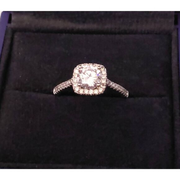 Gorgeous New 1 CT. Genuine Moissanite Halo Eternity Engagement Ring Sz 8 - Picture 1 of 5